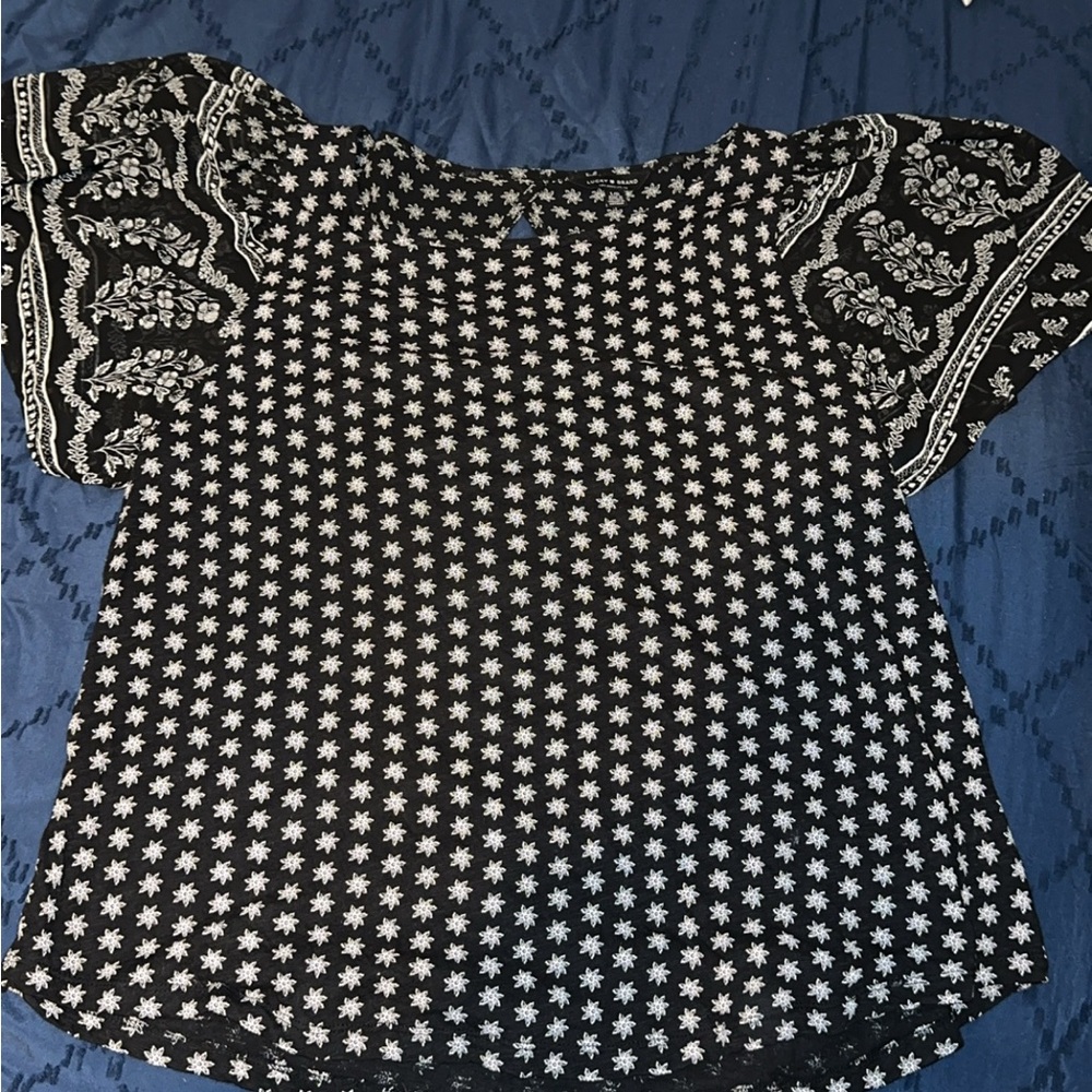 Luv Black and White Floral Women's Top